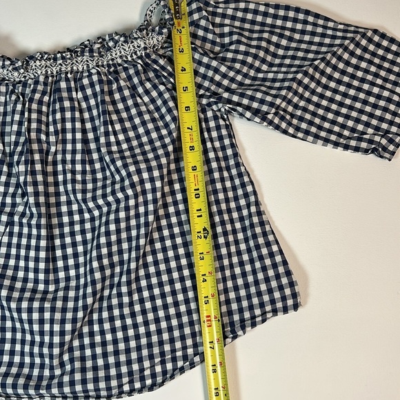 Madewell Gingham Cold Shoulder Navy and White - XS - Picture 8 of 10